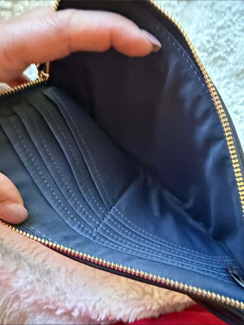 Coach Black Pebbled Leather Wristlet with Gold Logo